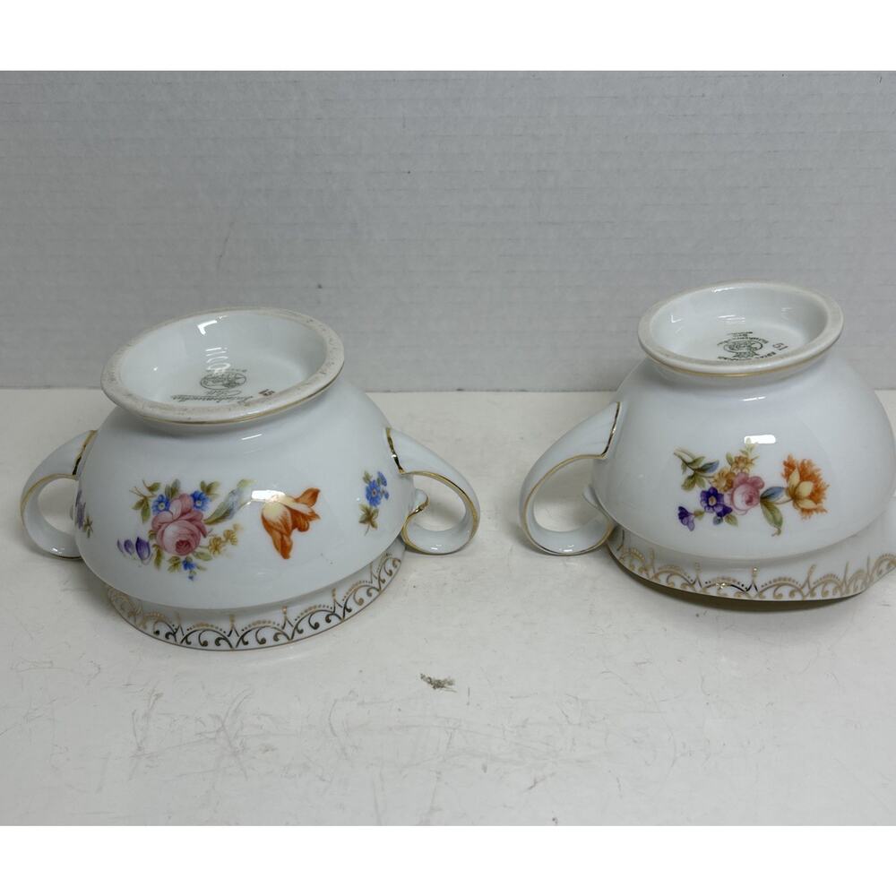 Empress Dresden Flowers Porcelain Creamer & Sugar Hutschenreuther Serb Bavaria - Picture 16 of 16